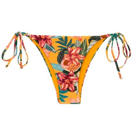 Orange And Yellow Floral Tie Up Brazilian Bikini Bottom Bottom Lis