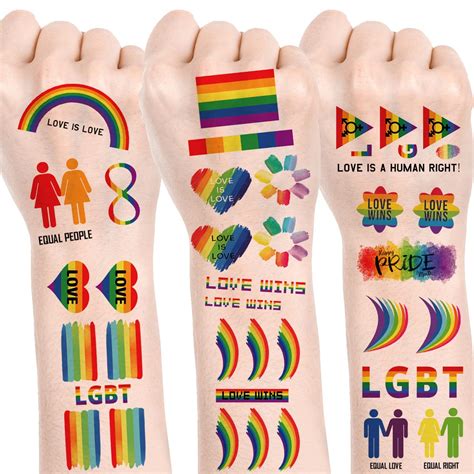 120pcs gay pride tattoos lgbt rainbow temporary tattoo sticker rainbow flag stripe