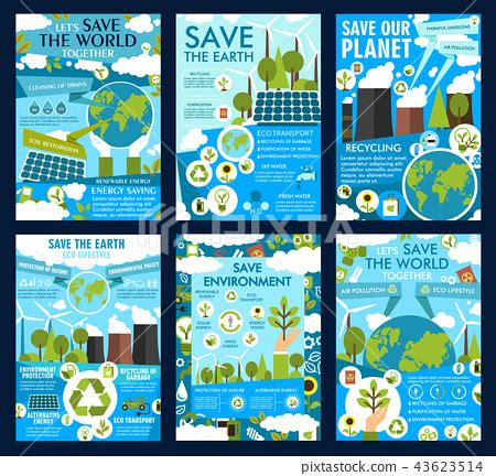 Ocean pollution plastic pollution water pollution poster environmental posters save our oceans save our earth flyer green life marine life. Save Earth and green eco planet vector posters - Stock ...