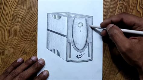 Easy Way To Draw Computer Ups Step By Step Ups Drawing Computer Parts
