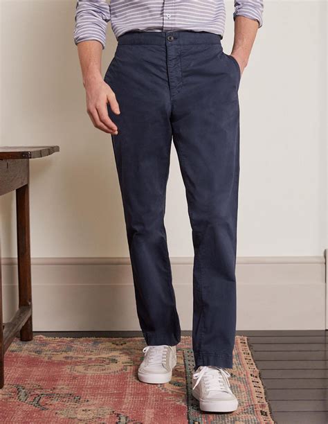 Elasticated Chino Trousers Navy Boden Uk