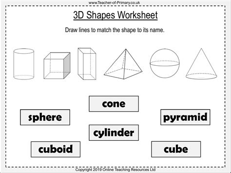 3d Shapes Worksheet Maths Year 1