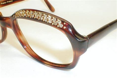 Womens Large Vintage Eyeglasses Rhinestones
