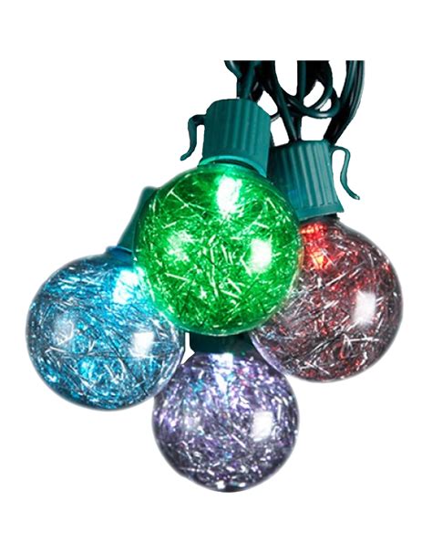Kurt Adler Color Changing Led 10 Light G40 Tinsel Balls Bulbs Set