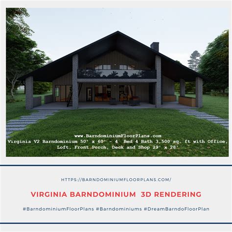 Virginia Barndominium 3d Rendering 3500 Sq Ft Floor Plan In 2021