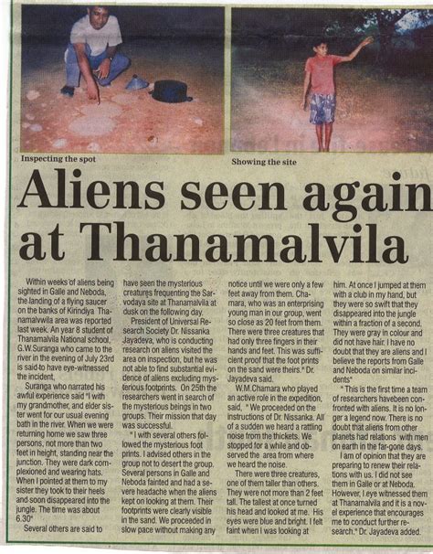Maybe you would like to learn more about one of these? 2006: Aliens Seen again at Thanamalvila - Think AboutIt - REAL