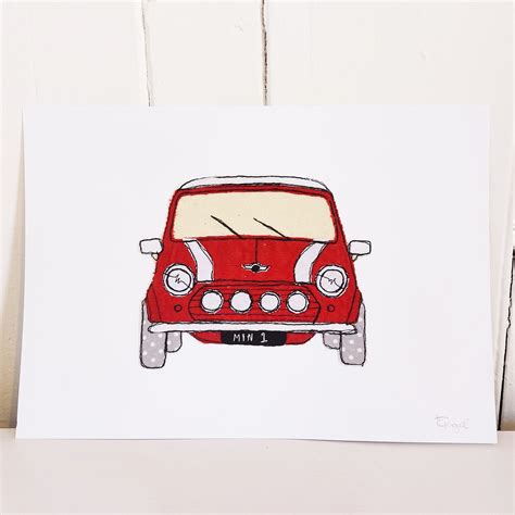 Embroidered Mini Cooper Fabric Picture Mini Car T Car Etsy