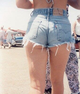 Vtg Color S Girls Butt In Jean Booty Shorts Daisy Dukes Sexy