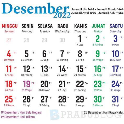 Kalender Desember 2022 Kalender Nasional Dan Jawa Uncut Media