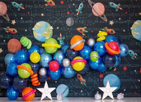 Outer Space Photography Backdrop Astronaut Galaxies Etsy Space
