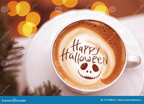 Happy Halloween Coffee Stock Photo Image Of White Latte 127798642
