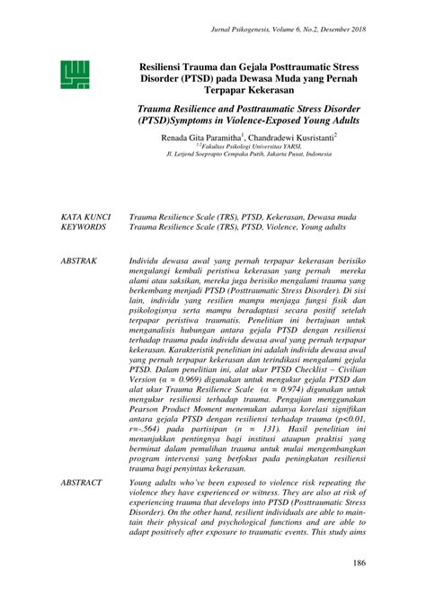 Check spelling or type a new query. (PDF) Resiliensi Trauma dan Gejala Posttraumatic Stress ...