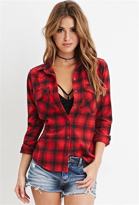 Stylish Red Flannel Outfit Women On Stylevore