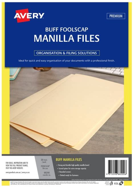 Avery Buff Manilla Folder Foolscap 163gsm 20pack