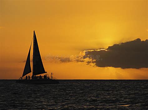 Yacht Sailing At Sunset Stock Photo Image Of Scenic Ripples 251878