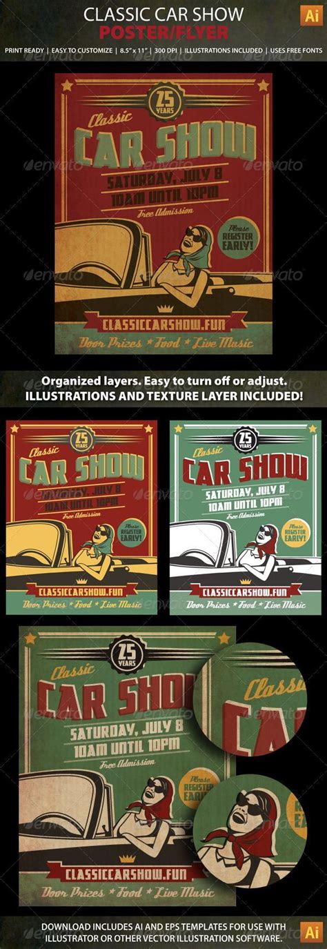 Classic Car Show Event Poster Flyer Cars Classic And Event Posters