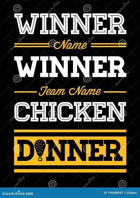 Winner Winner Chicken Dinner Typographic Gaming Poster Vector Stock