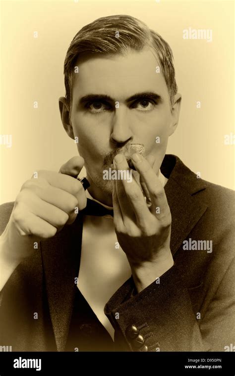 Retro Portrait Of Adult Man Smoking Pipe Closeup Stock Photo Alamy