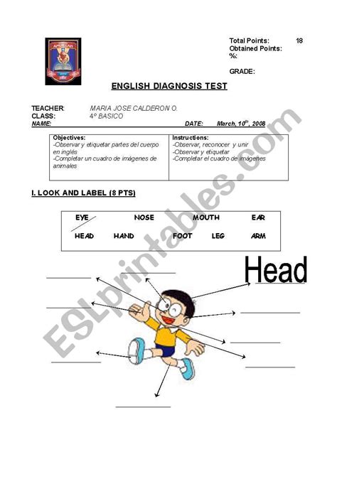 Diagnostic Test For Elementary School Students 4th Grade Esl