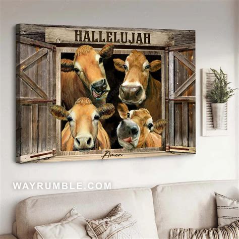 Hallelujah Poster Funny Cow Farm Cow Fridaystuff