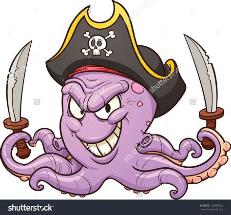 Cartoon Pirate Octopus Vector Clip Art Stock Vector Royalty Free
