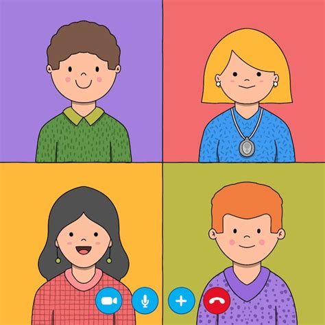 Free Vector Friends Video Calling Hand Drawn Illustration