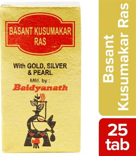 Buy Baidyanath Basant Kusumakar Ras With Gold Silver And Pearl 25 Tablets Online And Get Upto 60