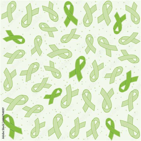 Green Awareness Ribbons Seamless Background Vector Pattern Stock