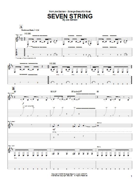 Seven String Sheet Music Joe Satriani Guitar Tab
