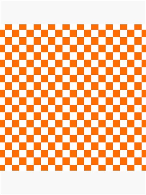 Orange And White Checkerboard Pattern Sticker By Liongetsartsy