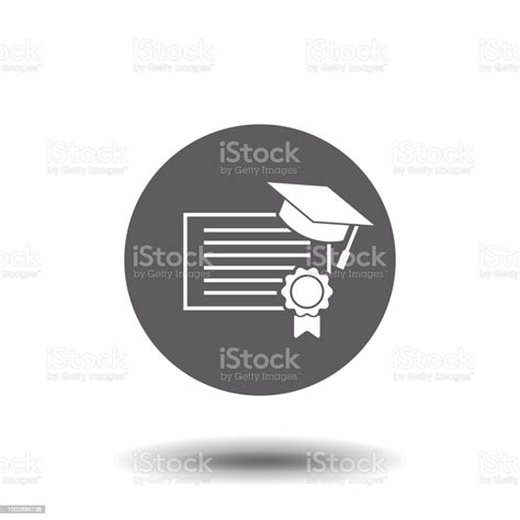 Ilustración De Icono Web Negro Casquillo Y Diploma De Graduación