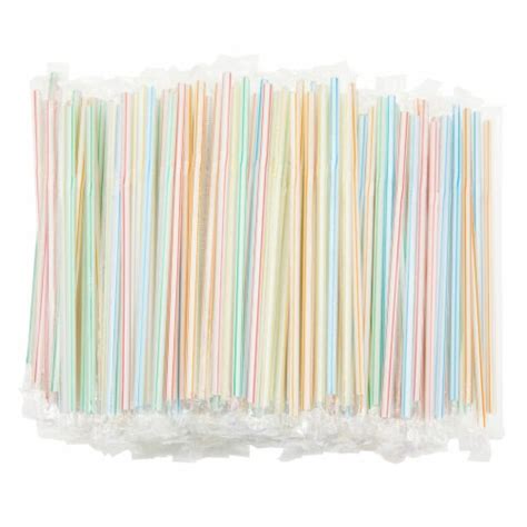 500 Pcs Plastic Flexible Drinking Straws Striped Disposable