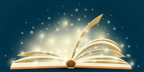 Cartoon Open Shiny Magic Book Concept With Lights And Sparkles 7773006