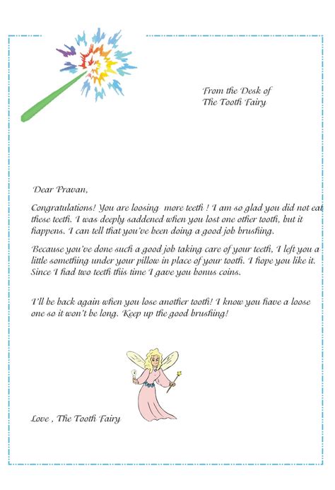 Tooth Fairy Letter Template Levelings
