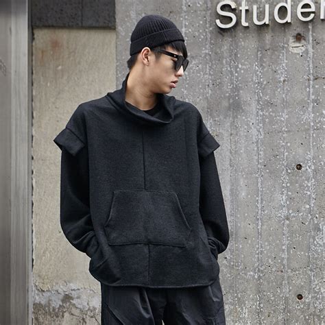 New Men Fashion Casual Wool Pullovers Sweatshirt Male Loose Punk Gothic