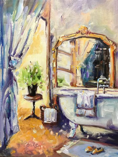 Original Oil Painting Bath Room Decor Impressionist Style Art Brenda