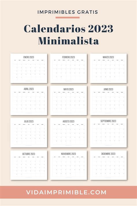 Calendario 2023 Minimalista 12 Meses Vida Imprimible Artofit