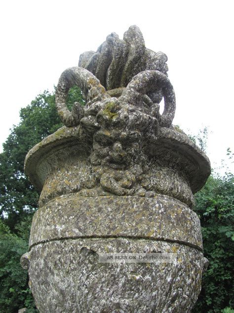 Garten buddha figur kopf gartenfigur skulptur mönch keramik h 26 cm grau. Frankreich Große Park Vase Säule Widder Köpfe Deckel Vase ...