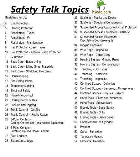 Safety Toolbox Talks Download In Pdf Format