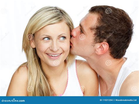 Man Kissing A Beautiful Woman Stock Photo Image Of Male Looking