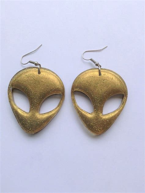 Sale Alien Gold Earrings Etsy Etsy Earrings Gold Gold Earrings