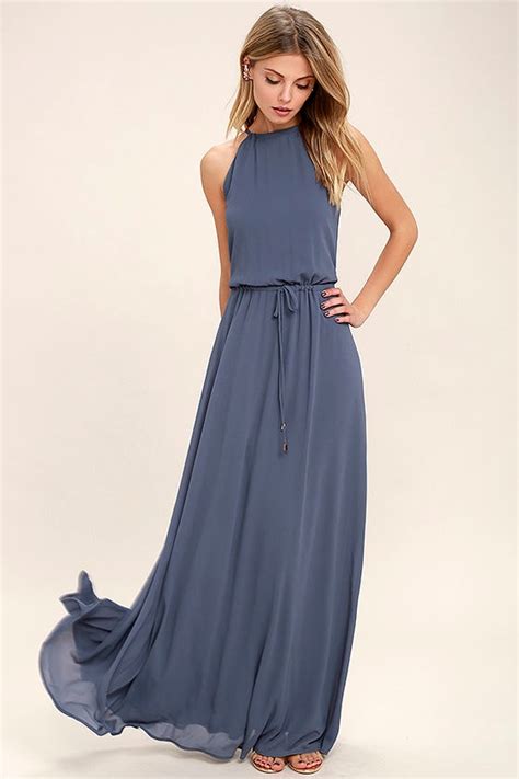 Lovely Denim Blue Dress Maxi Dress Sleeveless Dress 8600 Lulus