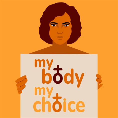 My Body My Choice Slogan Venus Sign Geirl Holding Blank Banner Womens