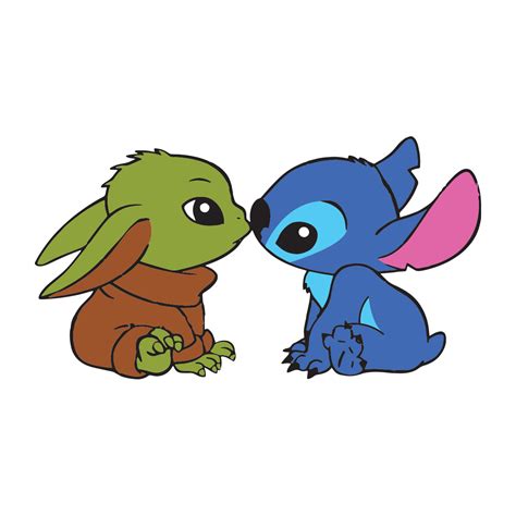 Stitch And Yoda Stitch Svg Yoda Svg Baby Yoda And Stick Kiss Svg Disney