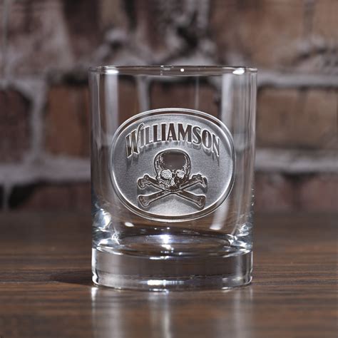 Skull And Bones Engraved Whiskey Glass Crystal Imagery