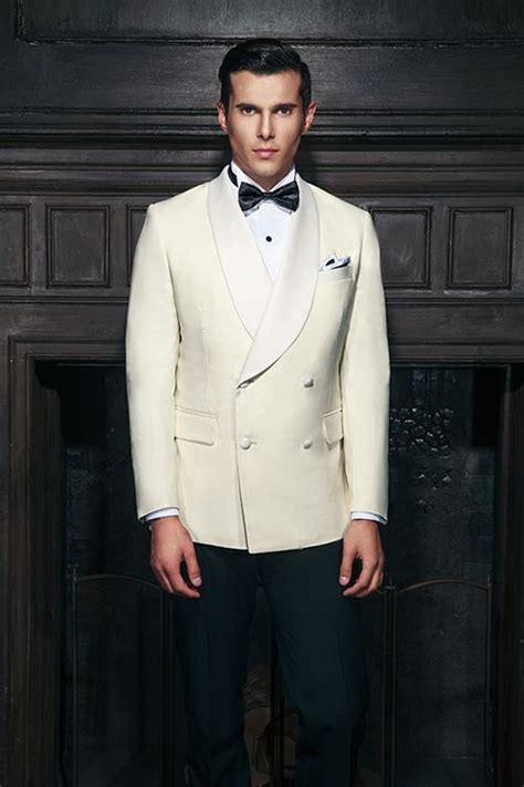 Lookbook Wedding Suits Men Double Breasted Tuxedo White Tuxedo Jacket
