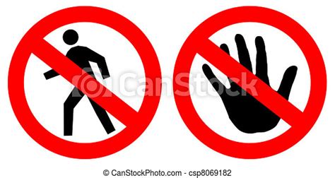 Clip Art Of No Entry Signs Over White Csp8069182 Search