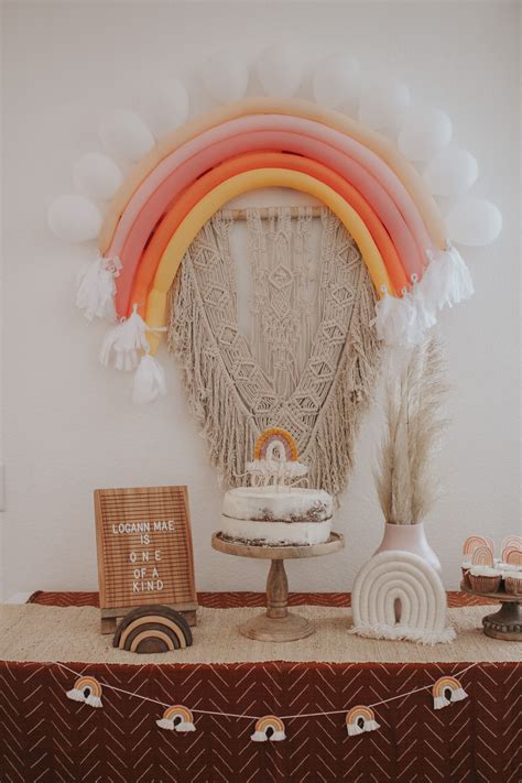 Muted Rainbow Party Rainbow First Birthday Boho Birthday Party