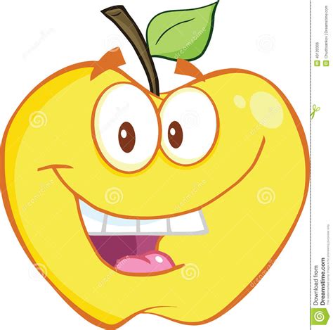 Smiling Yellow Apple Cartoon Mascot Character Stock