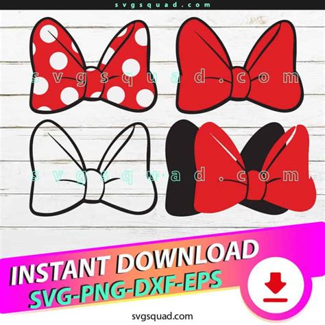 Minnie Mouse Bow Svg Png Eps Dxf Cutting Files Cricut Silhouette